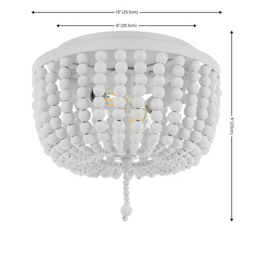 Allison 15" Wood Beaded/Metal LED Flush Mount